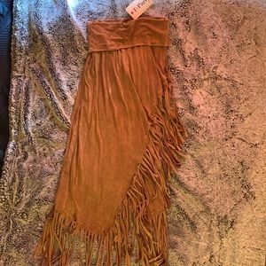 COPY - TParty Fringed Maxi Skirt Soft Leather